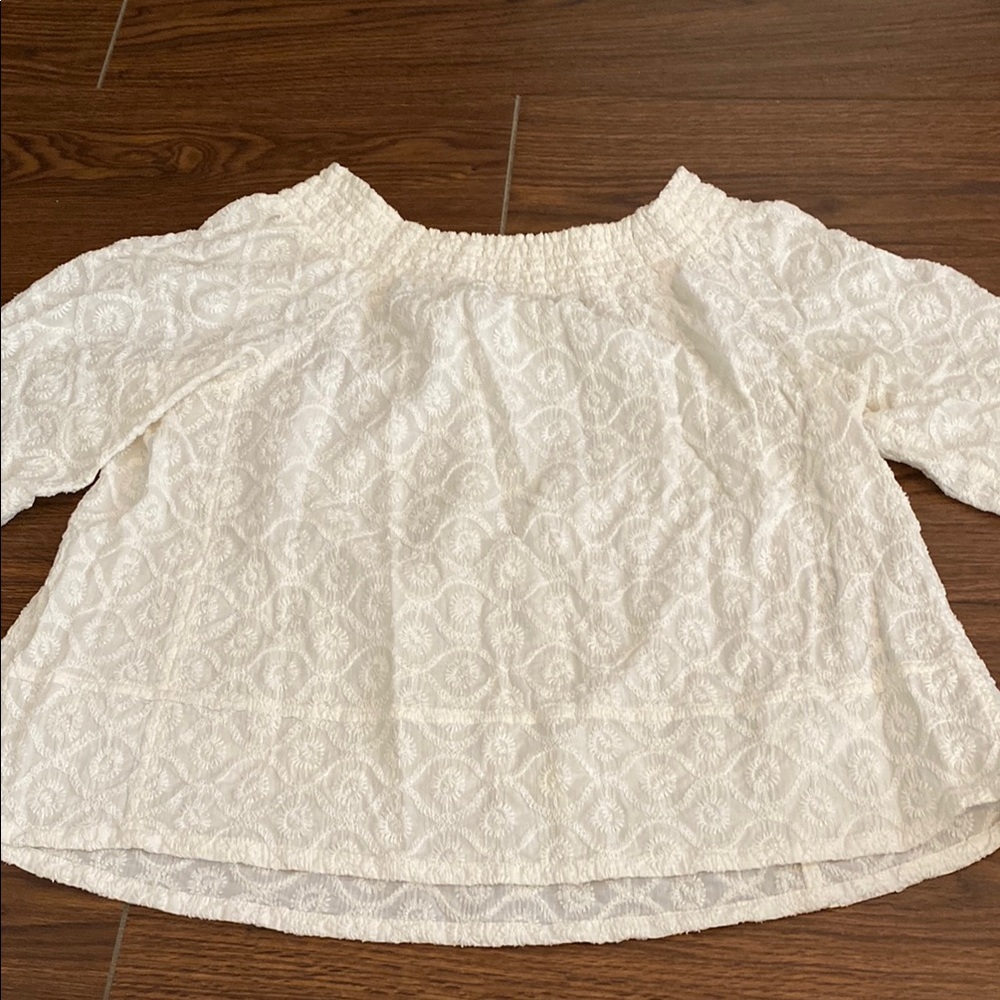 Size 2 Current Elliott Elegant White Off-Shoulder Top